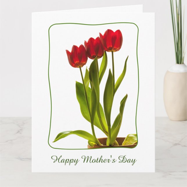 Personalisieren: "Happy Mother's Day" Rote Tulips Karte (Vorderseite)