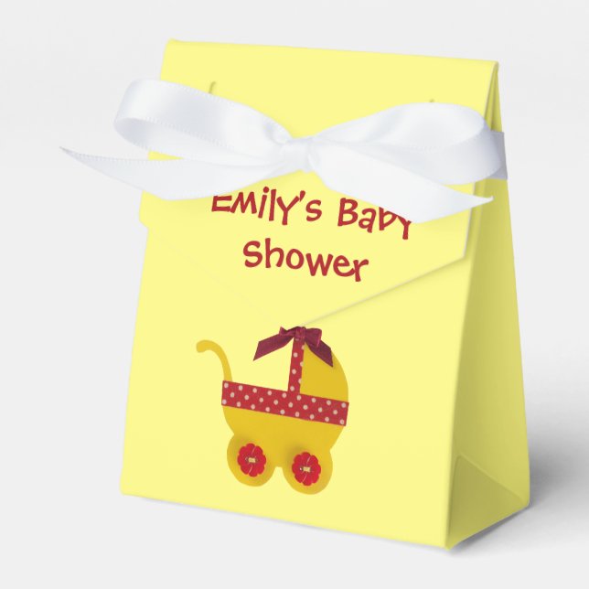 Personalisieren, Hellgelb, roter Kinderwagen Geschenkschachtel (Vorderseite)