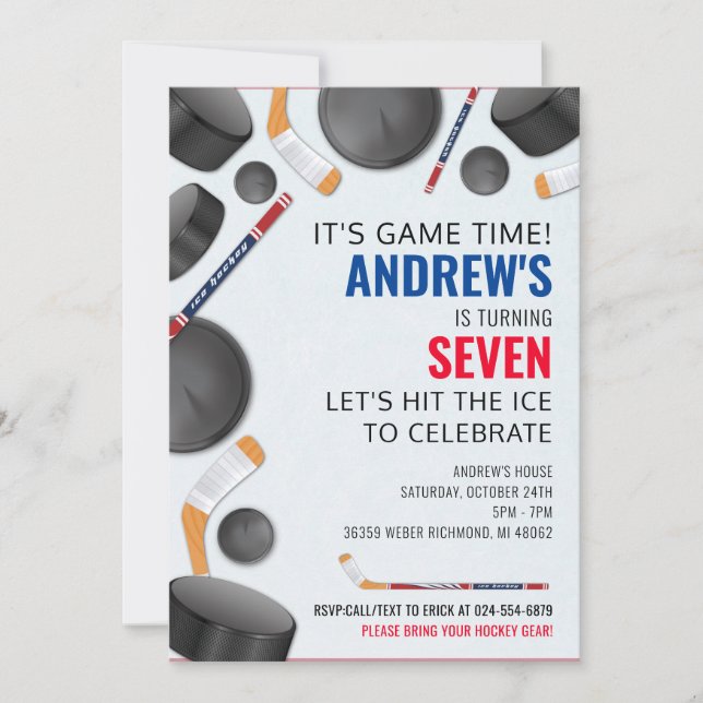 Personalisieren Hockey Sports Geburtstagsparty Einladung (Vorderseite)