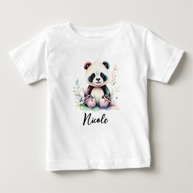 Personalisieren Kinder Kleinkind Panda Bär Baby T-shirt (Vorderseite)
