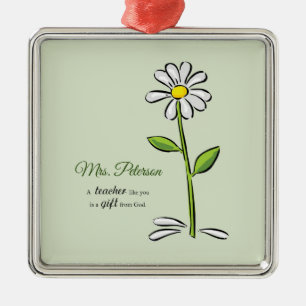 Personalisieren, Lehrer Danke, Religiöse Blume Ornament Aus Metall
