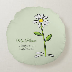 Personalisieren, Lehrer Danke, Religiöse Blume Rundes Kissen