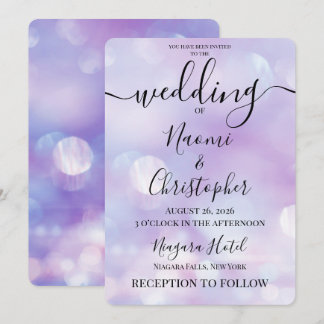 Personalisieren: Lila ätherische Bokeh-Hochzeit Einladung