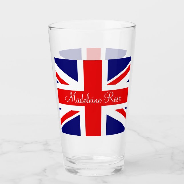 Personalisieren mit dem Namen Britische Flagge Glas (Vorderseite)