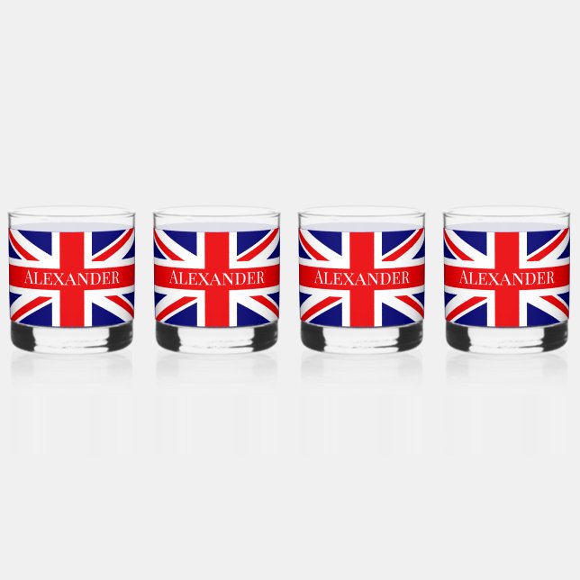 Personalisieren mit dem Namen Britische Flagge Whiskyglas (Vorderseite)