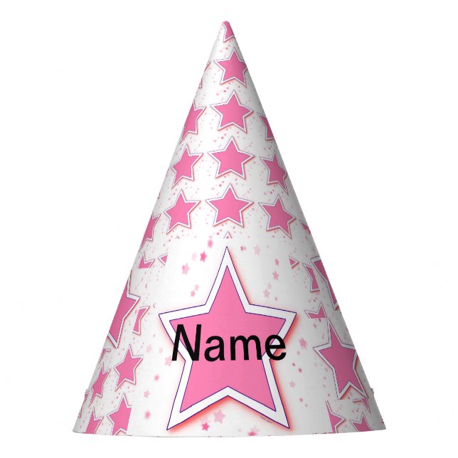 Personalisieren mit einem Namen Rosa STAR Partyhütchen (Vorderseite)