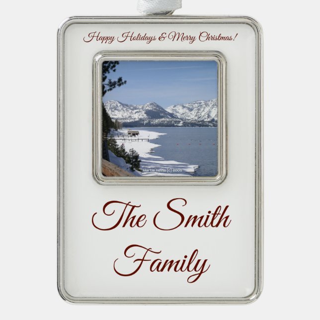 Personalisieren mit Foto & Name Rahmen-Ornament Silber (Vorderseite)