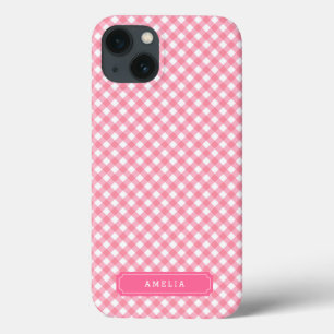 Personalisieren mit Name Baby Pink Gingham Case-Mate iPhone Hülle