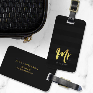Personalisieren mit Name Imitate Gold Mr. Black St Gepäckanhänger