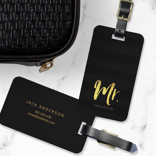 Personalisieren mit Name Imitate Gold Mr. Black St Gepäckanhänger (Von Creator hochgeladen)