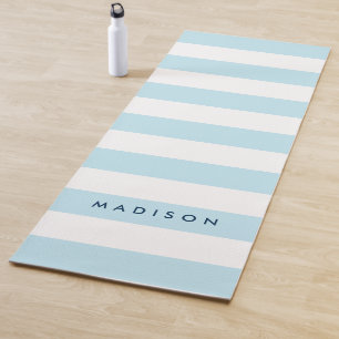 Personalisieren mit Name Preppy Blue & White Strip Yogamatte