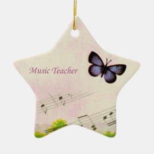 Personalisieren, Musik Schmetterlinge Danke Lehrer Keramik Ornament