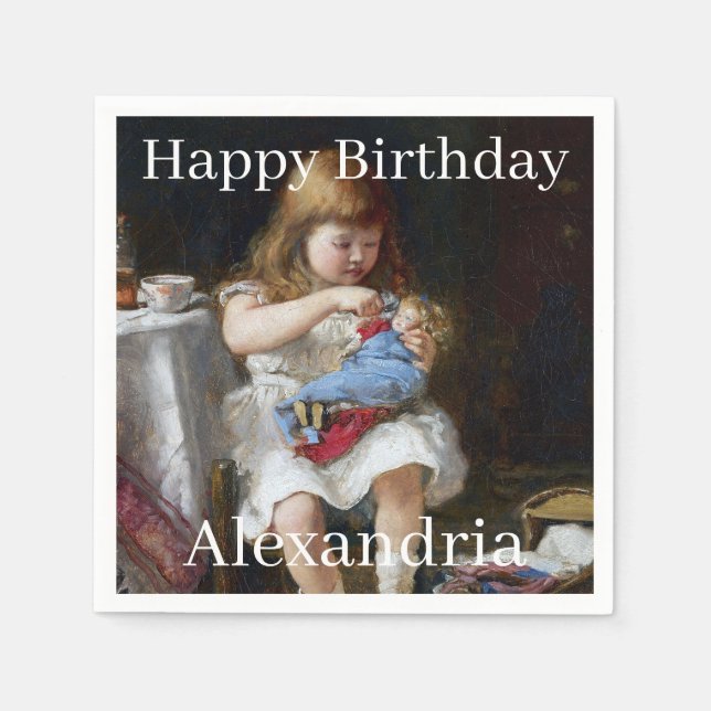 Personalisieren Name ängstliche kleine Mutter Serviette (Vorderseite)