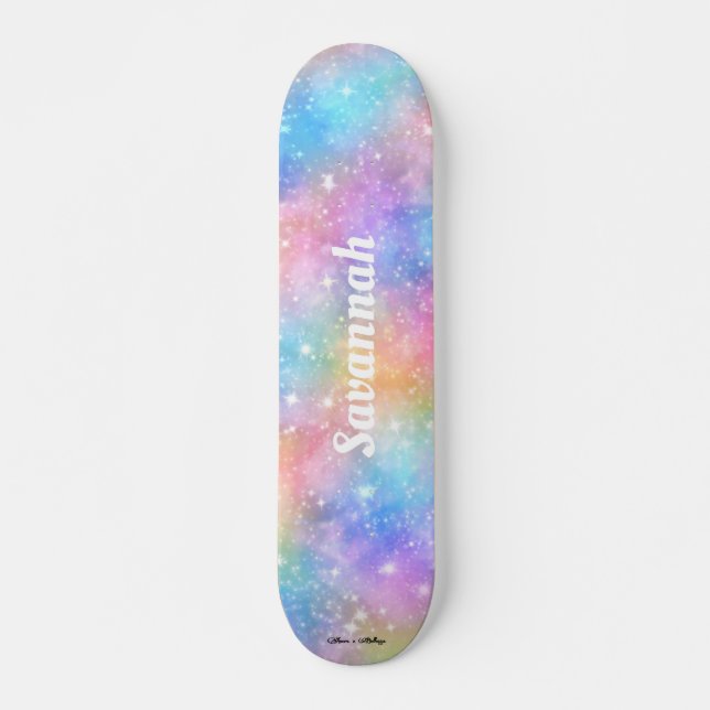 Personalisieren Name Galaxy Nebula Rainbow Gradien Skateboard (Vorne)