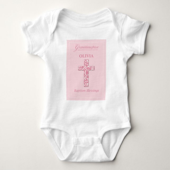 Personalisieren Name Großtochter Taufe Pink Girl Baby Strampler (Vorderseite)