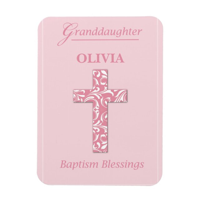 Personalisieren Name Großtochter Taufe Pink Girl Magnet (Vertikal)