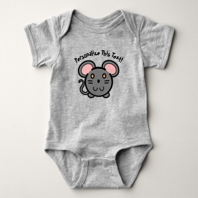 PERSONALISIEREN Niedlich Gray Mousie T - Shirt (Vorderseite)
