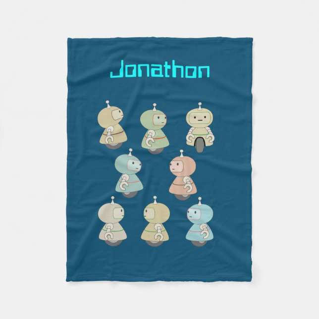 Personalisieren - Niedliche Roboter-Illustration Fleecedecke (Vorderseite)