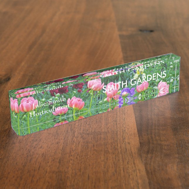 PERSONALISIEREN: "PEONY GARDEN" ACRYLIC DESK NAMEP NAMENSPLAKETTE (Seite)
