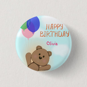 Personalisieren, persönlich, Geburtstag, Teddybär Button
