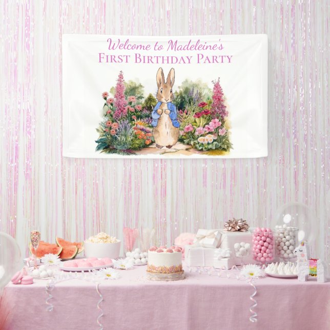 Personalisieren Peter das Kaninchen Erste Geburtst Banner (Party)