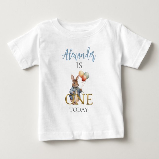 Personalisieren Peter das Kaninchen Erster Geburts Baby T-shirt (Vorderseite)