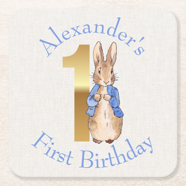 Personalisieren Peter das Kaninchen Erster Geburts Rechteckiger Pappuntersetzer (Vorderseite)
