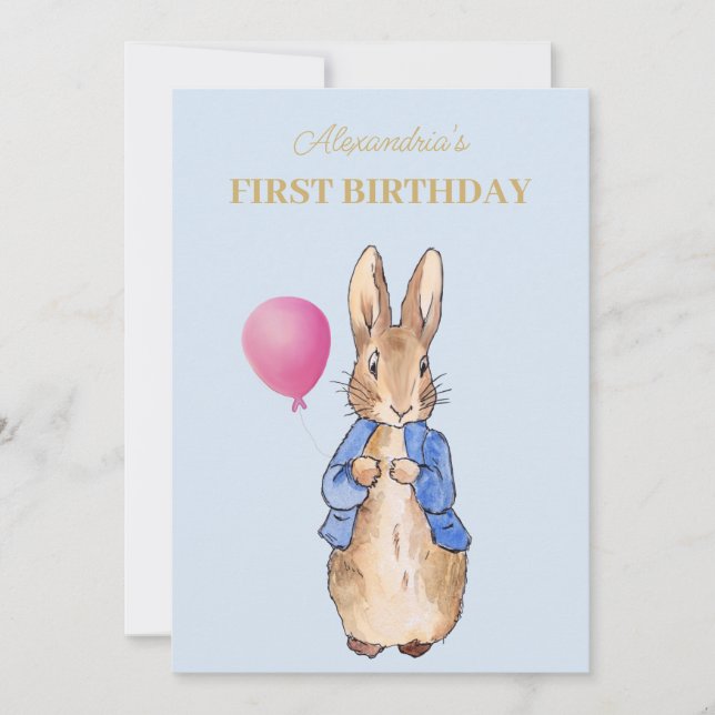 Personalisieren Peter der Rabbit ersten Geburtstag Einladung (Vorderseite)