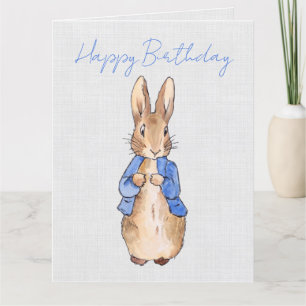 Personalisieren Peter der Rabbit Gray Linen Dankeskarte