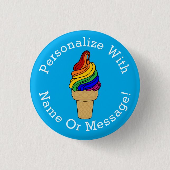 PERSONALISIEREN Rainbow Swirl Eiscreme Button (Vorderseite)
