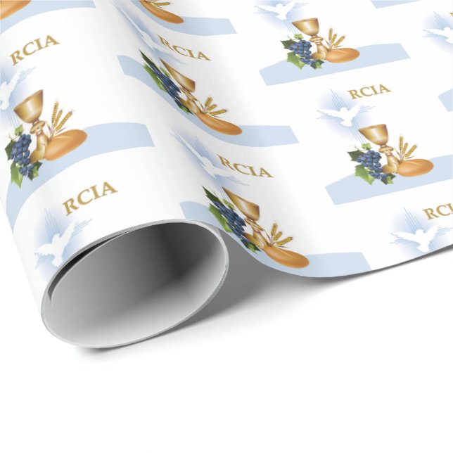 Personalisieren, RCIA-Glückwunsch katholische Sacr Geschenkpapier (Rolleneckpunkt)