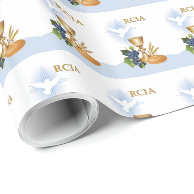Personalisieren, RCIA-Glückwunsch katholische Sacr Geschenkpapier (Rolleneckpunkt)