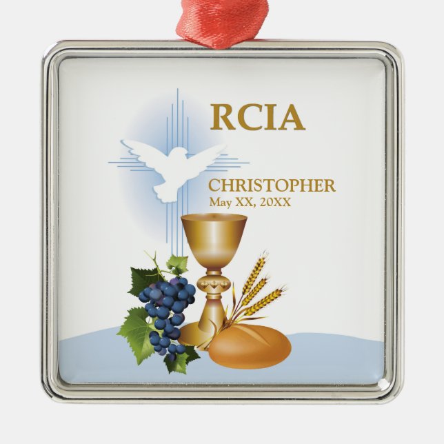 Personalisieren, RCIA-Glückwunsch katholische Sacr Silbernes Ornament (Vorne)