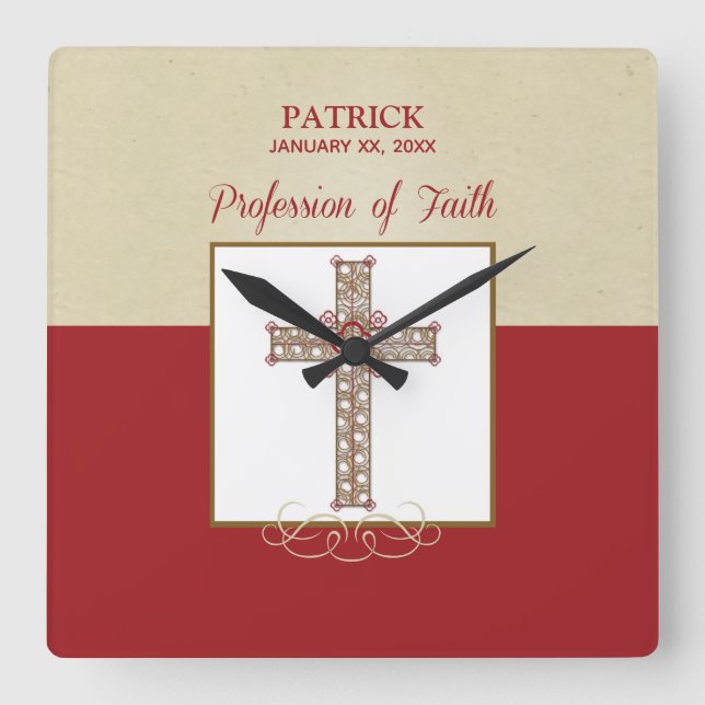 Personalisieren, RCIA-Segnungen zum Beruf des Glau Quadratische Wanduhr (Vorderseite)