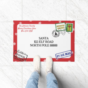 Personalisieren Red Snowflake Weihnachtsbrief Fußmatte