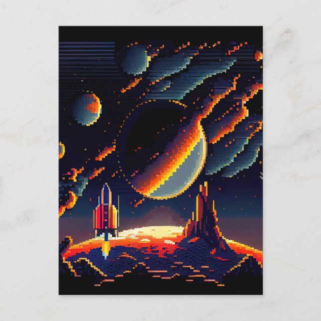 Personalisieren - Retro-8-Bit-Pixel-Steckplatz Postkarte (Vorderseite)