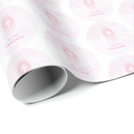 Personalisieren, Rosa Erste Heilige Kommune Cross  Geschenkpapier