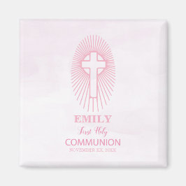 Personalisieren, Rosa Erste Heilige Kommune Cross  Magnet