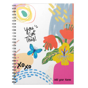 PERSONALISIEREN: Schmetterling + Blume   Notizbuch Notizblock