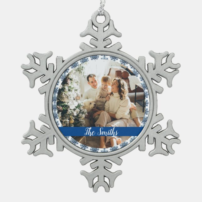 Personalisieren Schneeflocken Zinn-Ornament (Vorderseite)