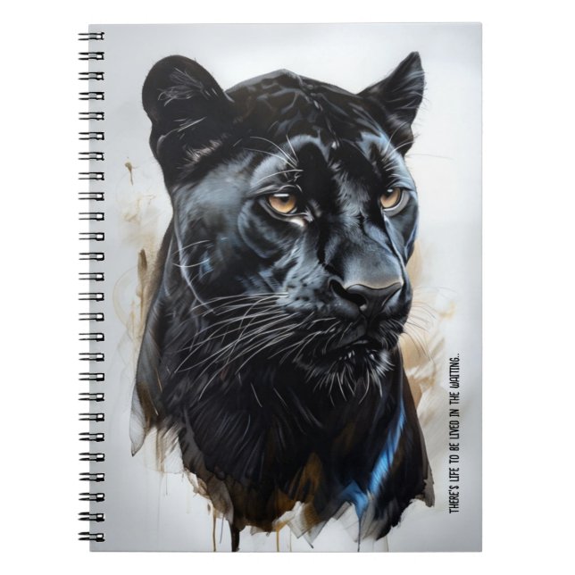 PERSONALISIEREN: Schwarzer Panther | Notebook-Jour Notizblock (Vorderseite)