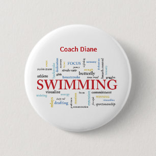Personalisieren, Schwimmen Coach Danke in Worten Button