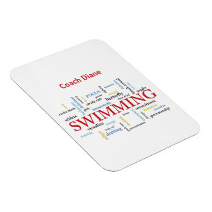 Personalisieren, Schwimmen Coach Danke in Worten Magnet