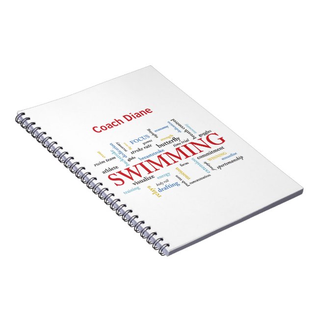 Personalisieren, Schwimmen Coach Danke in Worten Notizblock (Rechte Seite)