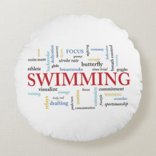Personalisieren, Schwimmen Coach Danke in Worten Rundes Kissen