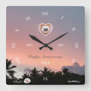 Personalisieren Sie 30. Perlen-Hochzeitstag Quadratische Wanduhr