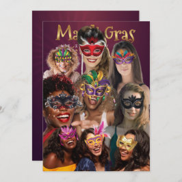 Personalisieren Sie 9 Foto Masquerade Masken Mardi Einladung