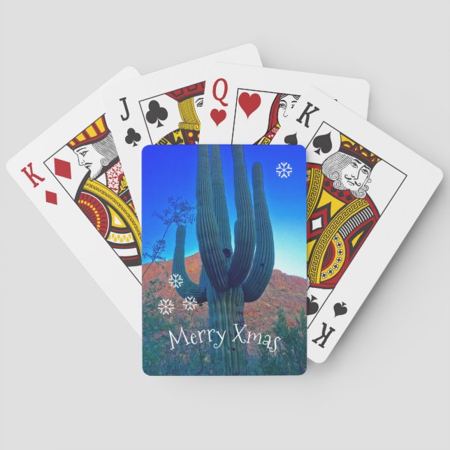 Personalisieren Sie Arizona Wüstenkaktus Weihnacht Spielkarten (Rückseite)