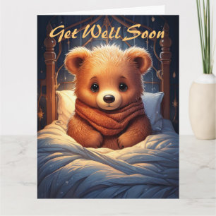 Personalisieren Sie Baby Bear Sick in Bed bald wie Karte