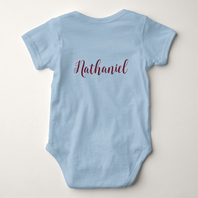 Personalisieren Sie Baby Boy dekorative Skriptschr Strampler (Rückseite)